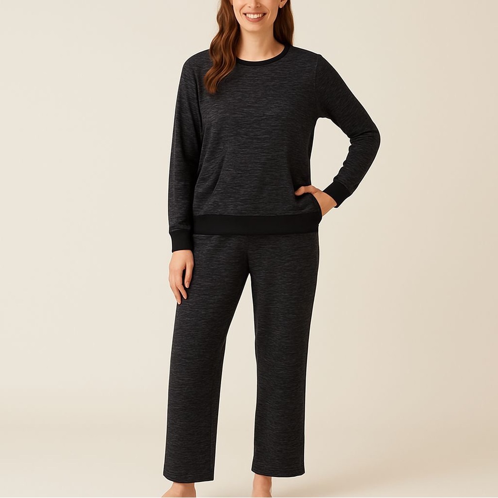Nicole Miller Black Marled Lounge Set - Size Large